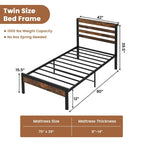 Full Industrial Metal Platform Bed Frame Charging Station