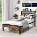 Full Industrial Metal Platform Bed Frame Charging Station