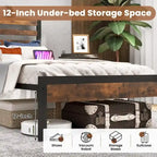 Full Industrial Metal Platform Bed Frame Charging Station