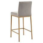 Set of 2 Gray and Gold Contemporary Upholstery Counter Chairs 37.5
