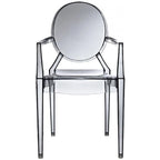 Set of 2 Stacking Lucite Chairs Transparent for Kitchen Patio Outdoor Dining Room Living Bedroom Party with Oval Back Office