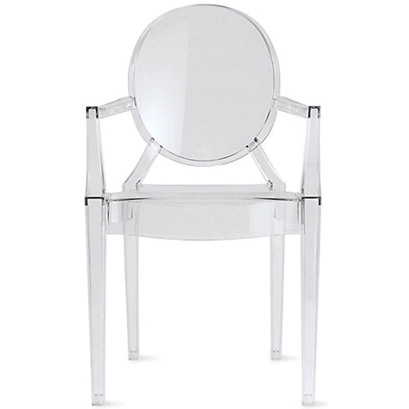 Set of 2 Stacking Lucite Chairs Transparent for Kitchen Patio Outdoor Dining Room Living Bedroom Party with Oval Back Office