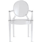 Set of 2 Stacking Lucite Chairs Transparent for Kitchen Patio Outdoor Dining Room Living Bedroom Party with Oval Back Office