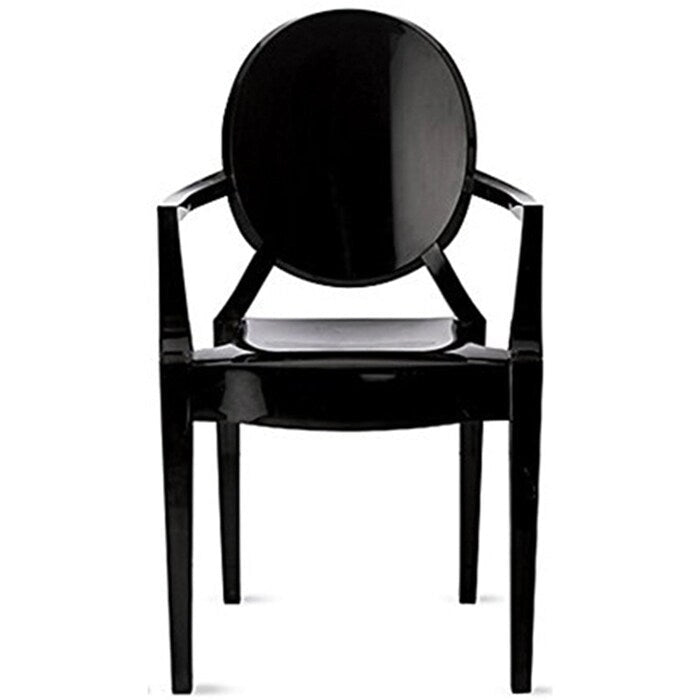 Set of 2 Stacking Lucite Chairs Transparent for Kitchen Patio Outdoor Dining Room Living Bedroom Party with Oval Back Office