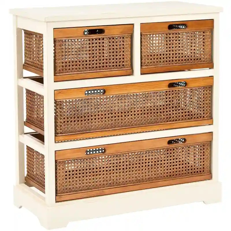 4-Drawer White Storage Cabinet, 29.1 x 13.8 x 30.3 Inches