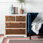 4-Drawer White Storage Cabinet, 29.1 x 13.8 x 30.3 Inches