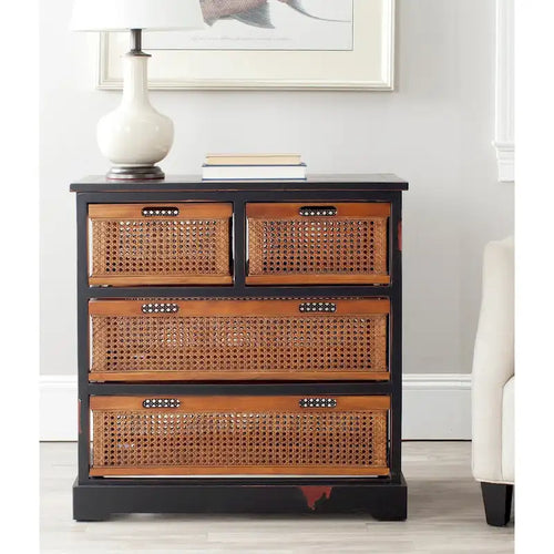 4-Drawer White Storage Cabinet, 29.1 x 13.8 x 30.3 Inches