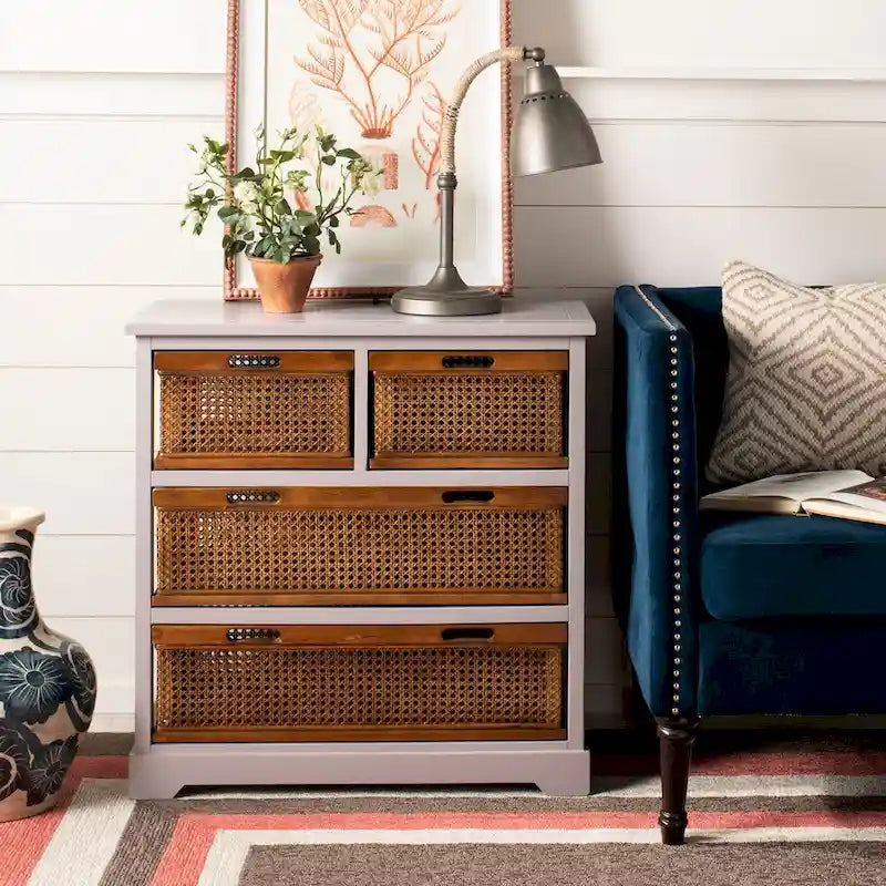 4-Drawer White Storage Cabinet, 29.1 x 13.8 x 30.3 Inches