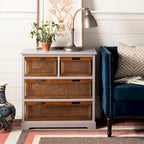4-Drawer White Storage Cabinet, 29.1 x 13.8 x 30.3 Inches
