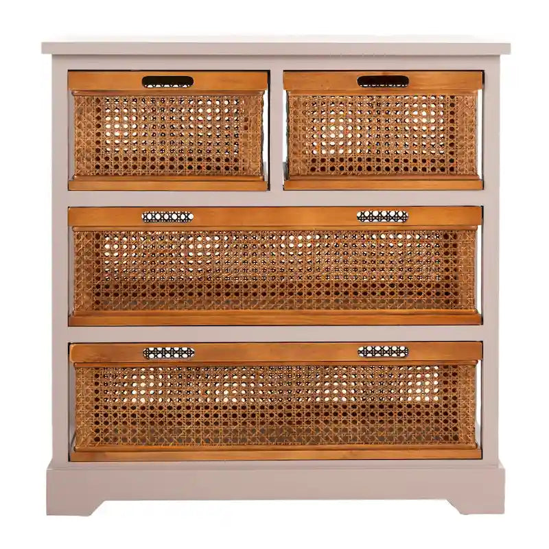 4-Drawer White Storage Cabinet, 29.1 x 13.8 x 30.3 Inches