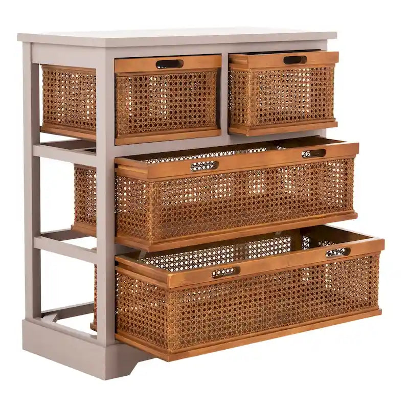 4-Drawer White Storage Cabinet, 29.1 x 13.8 x 30.3 Inches