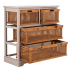 4-Drawer White Storage Cabinet, 29.1 x 13.8 x 30.3 Inches