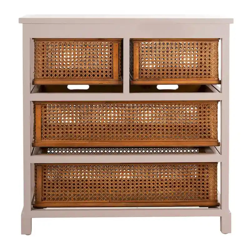 4-Drawer White Storage Cabinet, 29.1 x 13.8 x 30.3 Inches