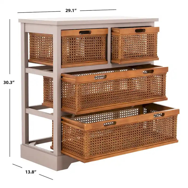 4-Drawer White Storage Cabinet, 29.1 x 13.8 x 30.3 Inches