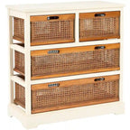 4-Drawer White Storage Cabinet, 29.1 x 13.8 x 30.3 Inches