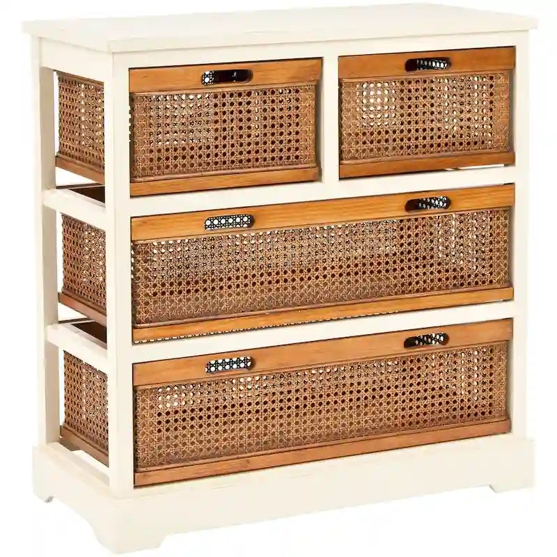 4-Drawer White Storage Cabinet, 29.1 x 13.8 x 30.3 Inches