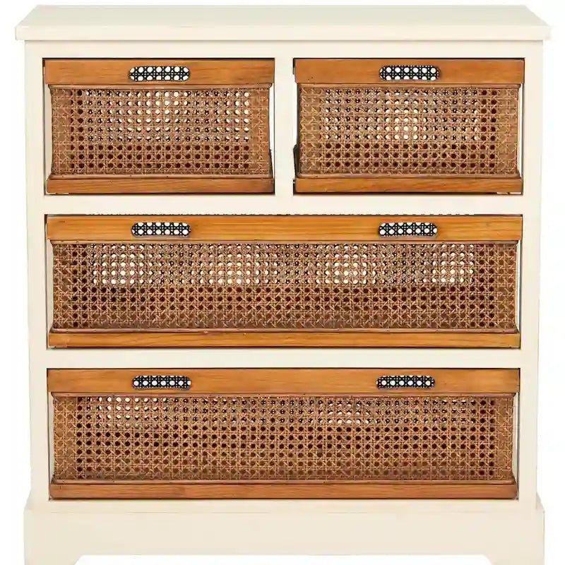 4-Drawer White Storage Cabinet, 29.1 x 13.8 x 30.3 Inches