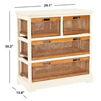 4-Drawer White Storage Cabinet, 29.1 x 13.8 x 30.3 Inches