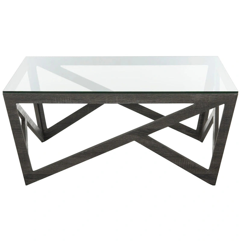 Mid-Century Glass Top Coffee Table - 33.5 X 33.5 X 14.5 - 34Wx34Dx15H