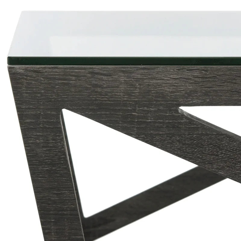 Mid-Century Glass Top Coffee Table - 33.5 X 33.5 X 14.5 - 34Wx34Dx15H