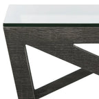 Mid-Century Glass Top Coffee Table - 33.5 X 33.5 X 14.5 - 34Wx34Dx15H