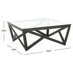Mid-Century Glass Top Coffee Table - 33.5 X 33.5 X 14.5 - 34Wx34Dx15H