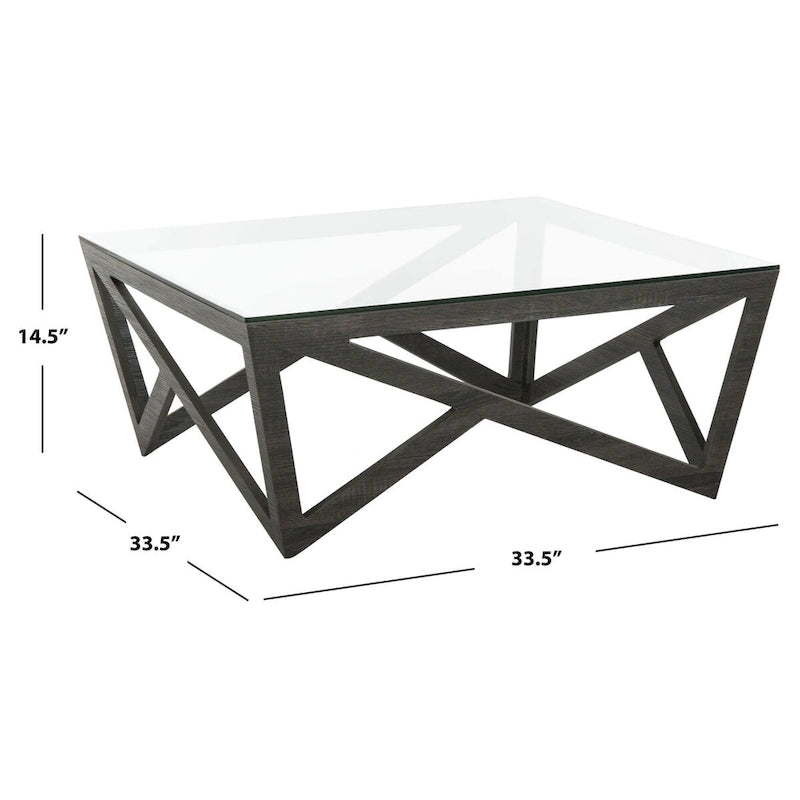 Mid-Century Glass Top Coffee Table - 33.5 X 33.5 X 14.5 - 34Wx34Dx15H