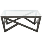 Mid-Century Glass Top Coffee Table - 33.5 X 33.5 X 14.5 - 34Wx34Dx15H