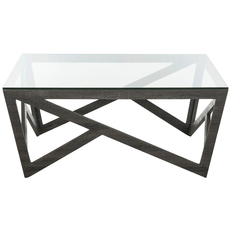 Mid-Century Glass Top Coffee Table - 33.5 X 33.5 X 14.5 - 34Wx34Dx15H