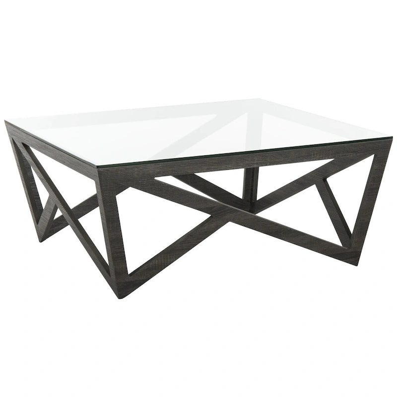Mid-Century Glass Top Coffee Table - 33.5 X 33.5 X 14.5 - 34Wx34Dx15H