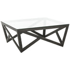 Mid-Century Glass Top Coffee Table - 33.5 X 33.5 X 14.5 - 34Wx34Dx15H