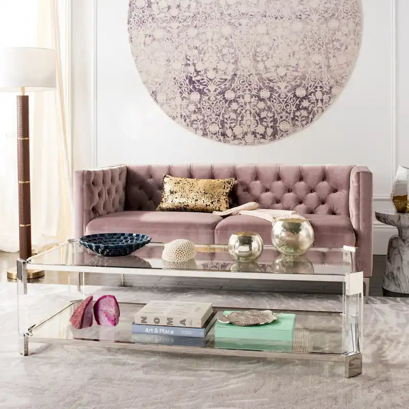 Clear Glass Coffee Table, 58 x 26 x 16 Inches