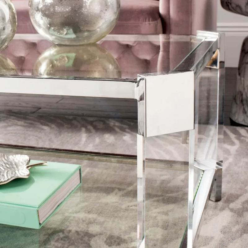 Clear Glass Coffee Table, 58 x 26 x 16 Inches