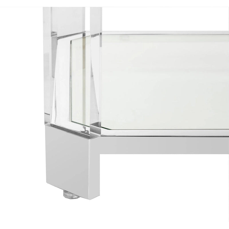 Clear Glass Coffee Table, 58 x 26 x 16 Inches