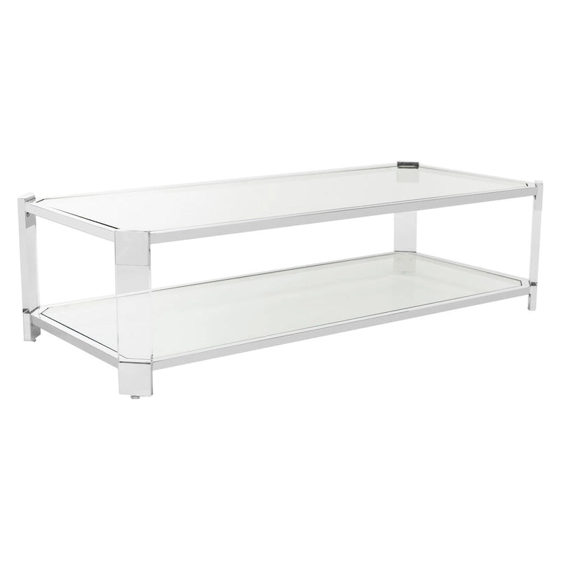 Clear Glass Coffee Table, 58 x 26 x 16 Inches