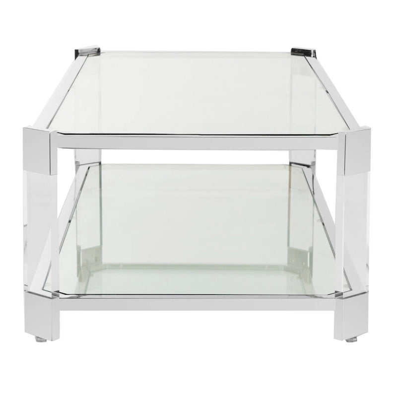 Clear Glass Coffee Table, 58 x 26 x 16 Inches
