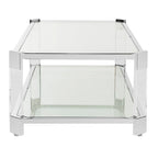 Clear Glass Coffee Table, 58 x 26 x 16 Inches