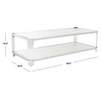Clear Glass Coffee Table, 58 x 26 x 16 Inches
