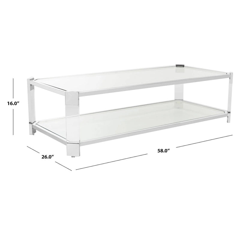 Clear Glass Coffee Table, 58 x 26 x 16 Inches