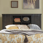 Rock-Beaten Gray Queen Bookcase Bed with Saw-Cut Detail