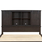 Rock-Beaten Gray Queen Bookcase Bed with Saw-Cut Detail