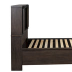 Rock-Beaten Gray Queen Bookcase Bed with Saw-Cut Detail