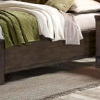 Rock-Beaten Gray Queen Bookcase Bed with Saw-Cut Detail