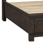 Rock-Beaten Gray Queen Bookcase Bed with Saw-Cut Detail
