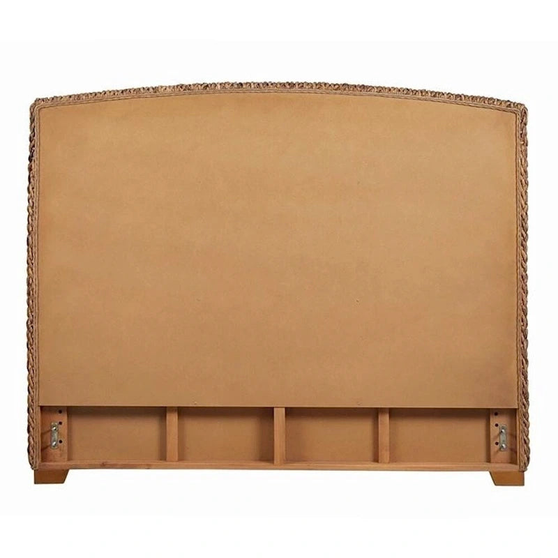 Hand Woven Banana Leaf Upholstered Wooden California King Size Bed, Brown