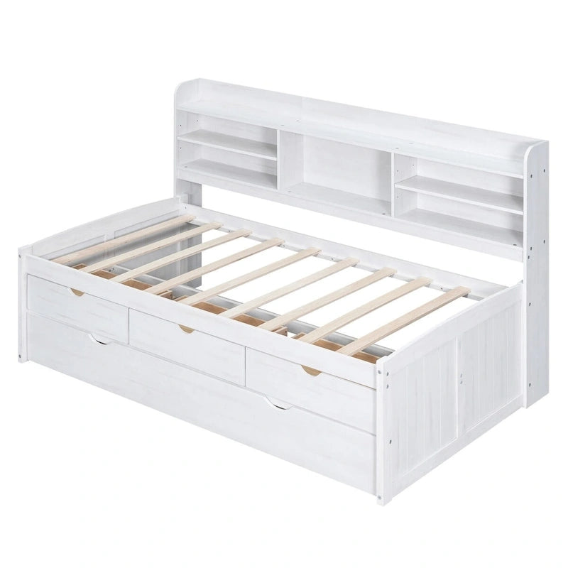 Twin Size Wooden Captain Bed