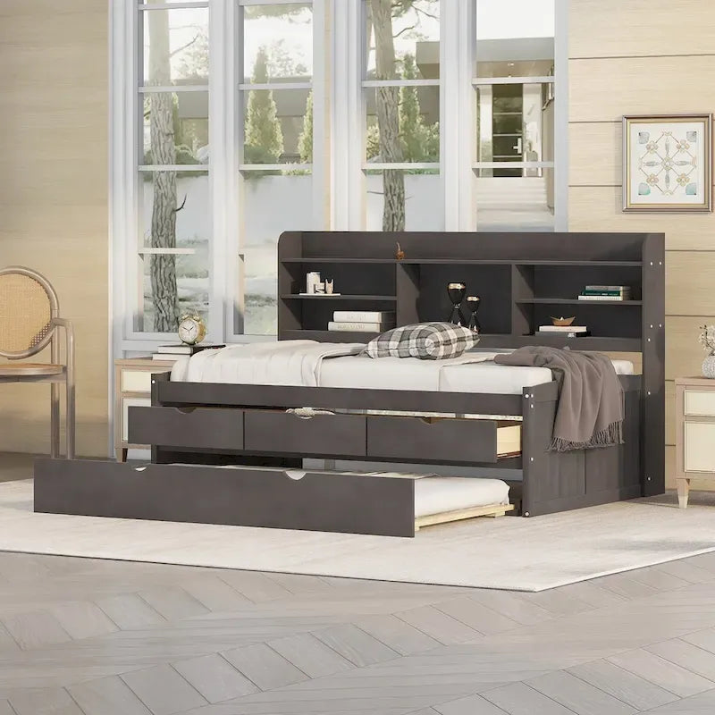 Twin Size Wooden Captain Bed