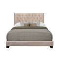 Beige Fabric Upholstered Tufted Bed