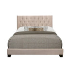 Beige Fabric Upholstered Tufted Bed
