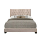Beige Fabric Upholstered Tufted Bed